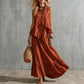 Robe longue sans manches à volants pour femme