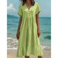 Robe midi femme à col V manches courtes et volants