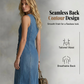 ⌛Offre à durée limitée – Robe longue en jean sans manches, col en V et boutonnée sur le devant