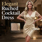 👗✨ Robe moulante plissée à encolure en V, idéale pour les dîners de gala et les soirées