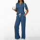 Ensemble 2 pièces pour femme : haut et pantalon en maille côtelée