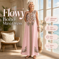 🎐 Robe longue fluide à imprimé bohème ✨ À associer à un chapeau de soleil à large bord en osier et à des sandales de plage plates pour un look bohème décontracté, idéal pour les vacances ! ✨