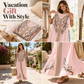 🎐 Robe longue fluide à imprimé bohème ✨ À associer à un chapeau de soleil à large bord en osier et à des sandales de plage plates pour un look bohème décontracté, idéal pour les vacances ! ✨