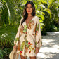 Robe d'été pour femme à col en V et manches flottantes, avec cordon de serrage