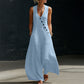 Combinaison sans manches à col en V et poches pour femme
