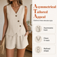 🔥-57%👗 Ensemble 2 Pièces Femme Gilet Sans Manches Col V à Boutons + Short Décontracté – Tissu Texturé Léger