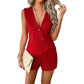 🔥-57%👗 Ensemble 2 Pièces Femme Gilet Sans Manches Col V à Boutons + Short Décontracté – Tissu Texturé Léger