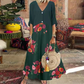 Robe longue d'été à col en V et boutons pour femme