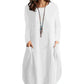 Robe de poche décontractée ample en coton et lin pour femmes✨10% de réduction sur 2 pièces & Livraison Gratuite✨