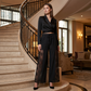 Pantalon fluide en dentelle pour femme avec cordon de serrage