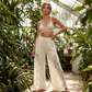 Pantalon fluide en dentelle pour femme avec cordon de serrage