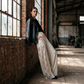 Pantalon fluide en dentelle pour femme avec cordon de serrage