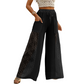 Pantalon fluide en dentelle pour femme avec cordon de serrage