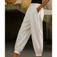 Pantalon décontracté unie pour femme, avec revers aux chevilles