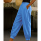 Pantalon décontracté unie pour femme, avec revers aux chevilles