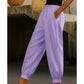 Pantalon décontracté unie pour femme, avec revers aux chevilles