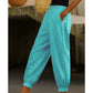 Pantalon décontracté unie pour femme, avec revers aux chevilles