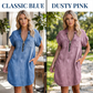 🔥-52%👗 Robe Chemise Jean Femme Décontractée – Col Rabattu Manches Courtes Poches Intégrées🌿 pour le quotidien