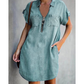 🔥-52%👗 Robe Chemise Jean Femme Décontractée – Col Rabattu Manches Courtes Poches Intégrées🌿 pour le quotidien
