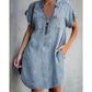 🔥-52%👗 Robe Chemise Jean Femme Décontractée – Col Rabattu Manches Courtes Poches Intégrées🌿 pour le quotidien