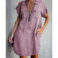 🔥-52%👗 Robe Chemise Jean Femme Décontractée – Col Rabattu Manches Courtes Poches Intégrées🌿 pour le quotidien