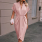 Robe élégante pour femme, à encolure en V et à volants