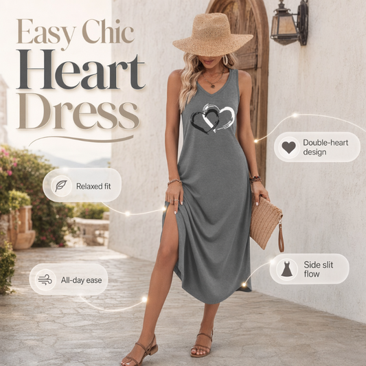 🔥-52%👗 Robe Tank Femme Sans Manches – Coupe Ample Col Rond Imprimé Cœur