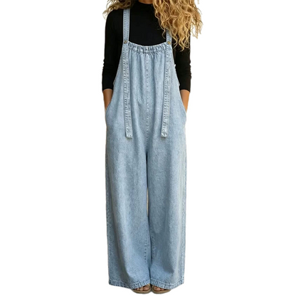 🔥-50%👖 Salopette Femme Style Jean Coupe Ample – Bretelles Réglables et Poches🤍 coupe fluide et confortable|Livraison gratuite