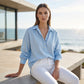 Chemise demi-boutonnée ample pour femme, style décontracté