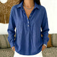 Chemise demi-boutonnée ample pour femme, style décontracté