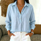 Chemise demi-boutonnée ample pour femme, style décontracté