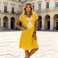 Robe décontractée à imprimé et col en V pour femme