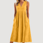 Robe midi décontractée sans manches à col en V pour femme