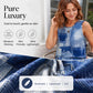 Robe sans manches à imprimé denim synthétique pour femme