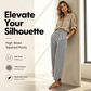 Pantalon décontracté à rayures et taille haute pour femme