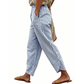 Pantalon décontracté à rayures et taille haute pour femme