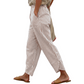 Pantalon décontracté à rayures et taille haute pour femme