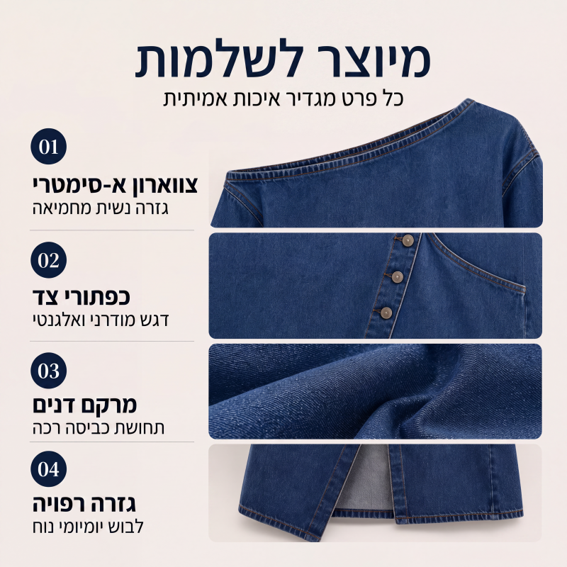 שמלת ג'ינס לנשים עם כתפיים חשופות
