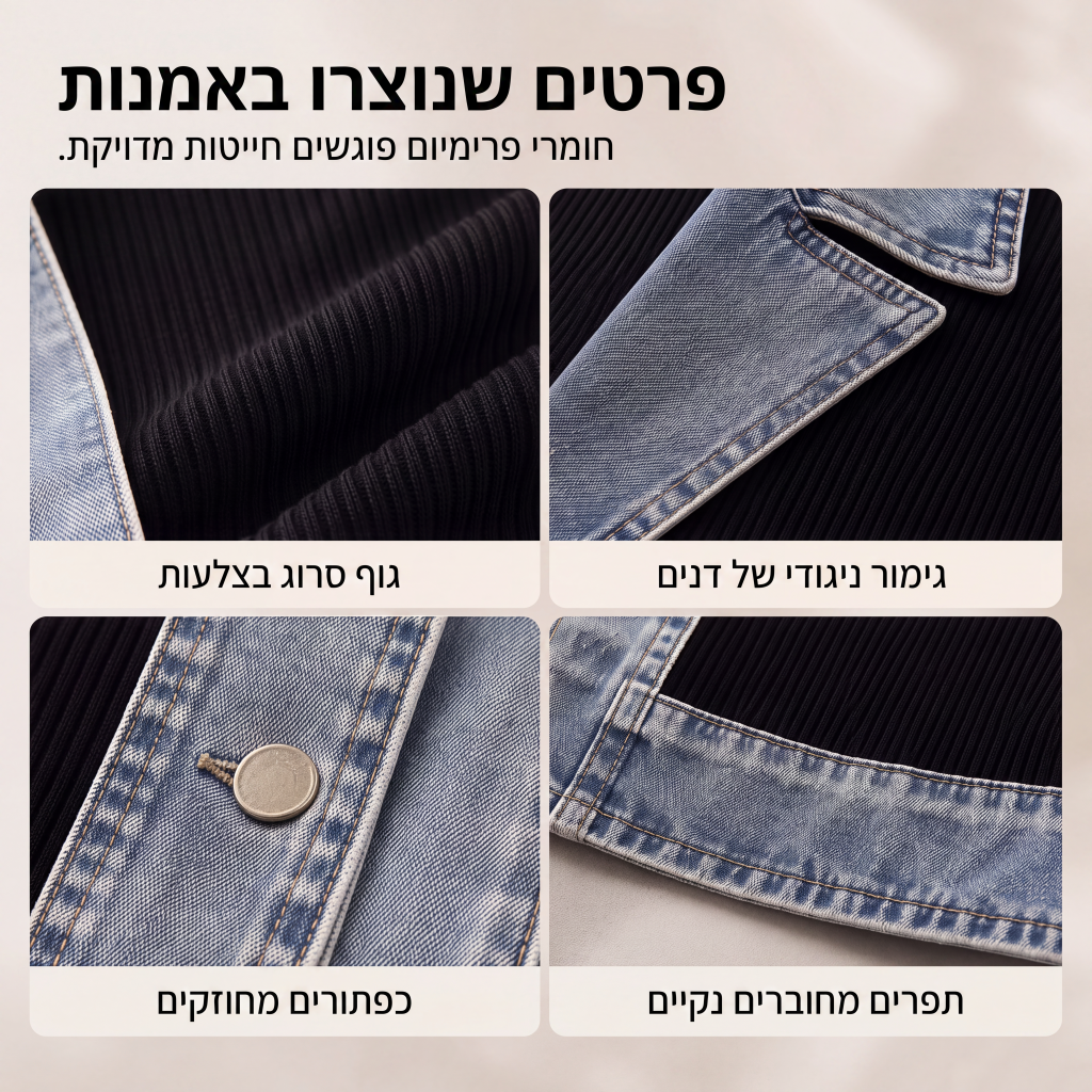 מעיל נשים אלגנטי מסריג מצולע עם חיבורי דנים