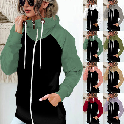 Grand sweat à capuche femme hiver manches longues poche zippée ample grand sweat