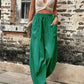 Pantalon stretch à poche de couleur unie pour femmes