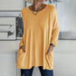 T-shirt ample à manches longues et col rond pour femmes