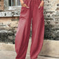 Pantalon stretch à poche de couleur unie pour femmes