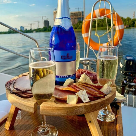 Table de pique-nique pliante en bois - avec porte-verre