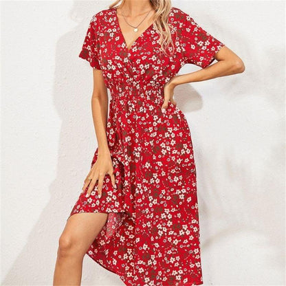 Robe trapèze à taille élastique à imprimé floral