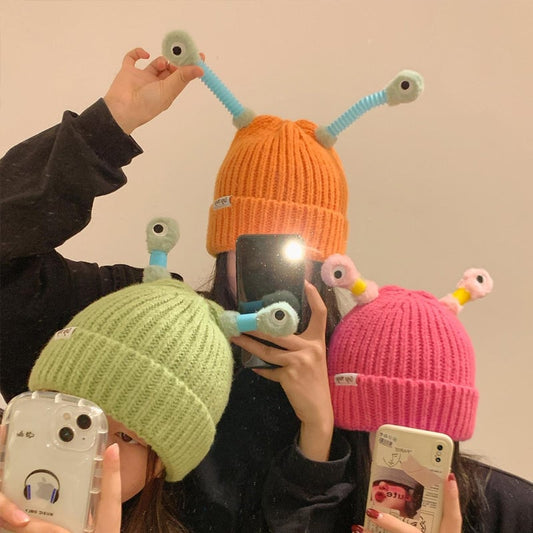 🔥 Réduction de 60% sur le Black Friday 🤖 Hiver parent - enfant mignon lumineux petit monstre tricot chapeau