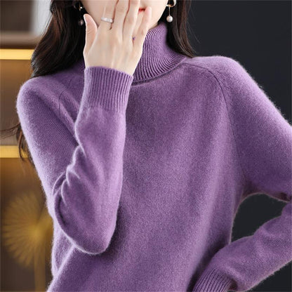 Pull en laine à col montant pour femme