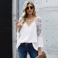 Boho Chic V Neck Floral Lace Blouse