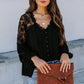 Boho Chic V Neck Floral Lace Blouse