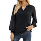 Top à col en V et coutures en dentelle pour femme